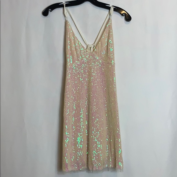 NWT Free People Sequin Gold Rush Mini Dress - Picture 4 of 11
